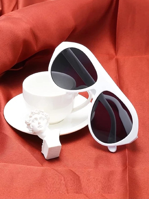 

AUGEN Unisex Black Lens & White Aviator Sunglasses with UV Protected Lens