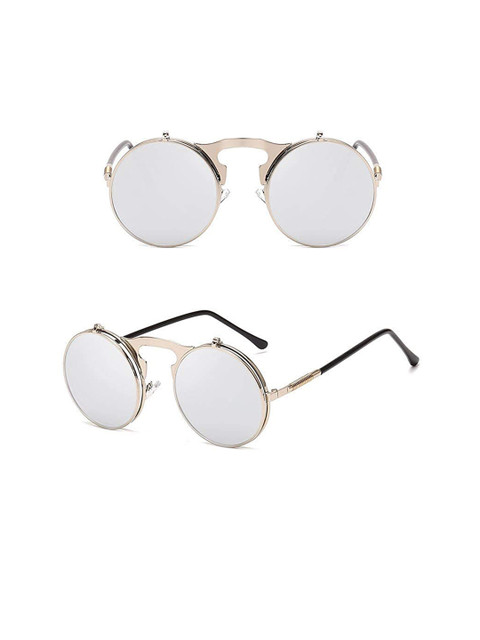 

AUGEN Mirrored Lens & Silver-Toned Round Sunglasses with UV Protected Lens-VI-SG-69801