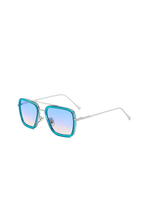 

AUGEN Unisex Blue Lens & Silver-Toned Square Sunglasses with UV Protected Lens