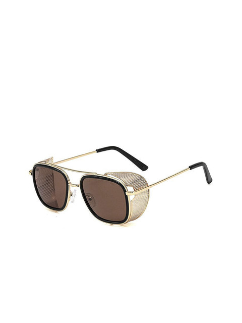 

AUGEN Unisex Brown Lens & Gold-Toned Aviator Sunglasses with UV Protected Lens
