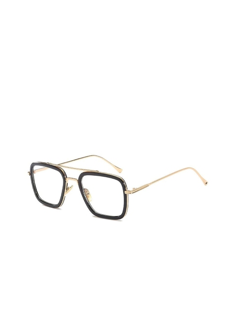 

AUGEN Unisex Clear Lens & Gold-Toned Square Sunglasses with UV Protected Lens VI-SG-91, Transparent