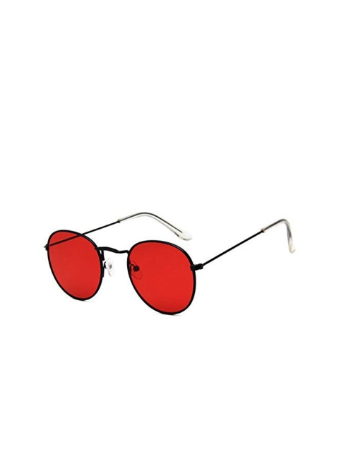 

AUGEN Unisex Red Lens & Black Round Sunglasses with UV Protected Lens