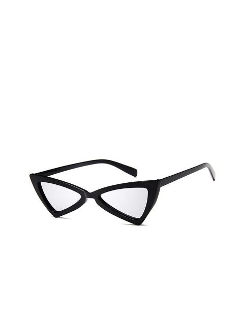 

AUGEN Unisex Mirrored Lens & Black Cateye Sunglasses with UV Lens VI-SG-YS025-Black-Silver
