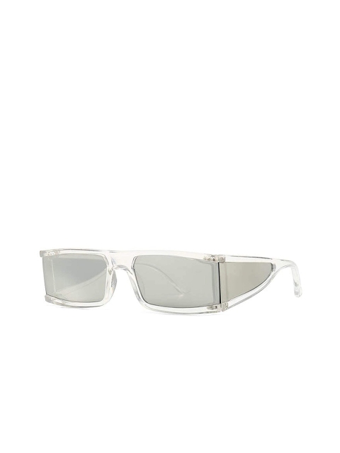 

AUGEN Unisex Mirrored Lens & White Rectangle Sunglasses with UV Protected Lens VI-SG-98, Silver