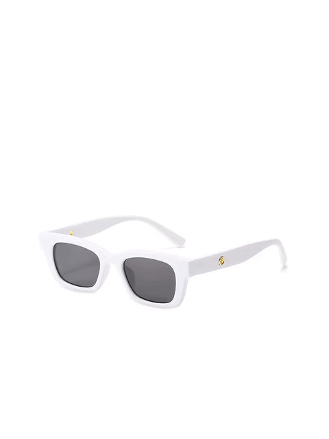 

AUGEN Unisex Black Lens & White Rectangle Sunglass with UV Protected Lens