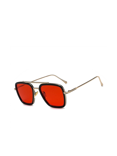 

AUGEN Unisex Red Lens & Gold-Toned Square Sunglasses with UV Protected Lens