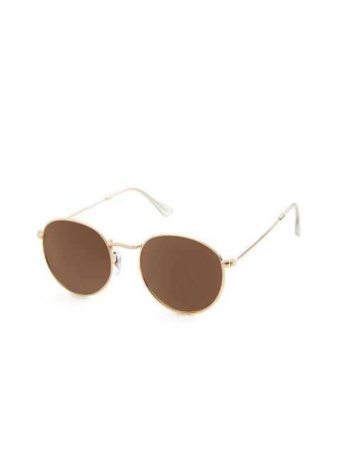 

AUGEN Unisex Brown Lens & Gold-Toned Round Sunglasses with UV Protected Lens