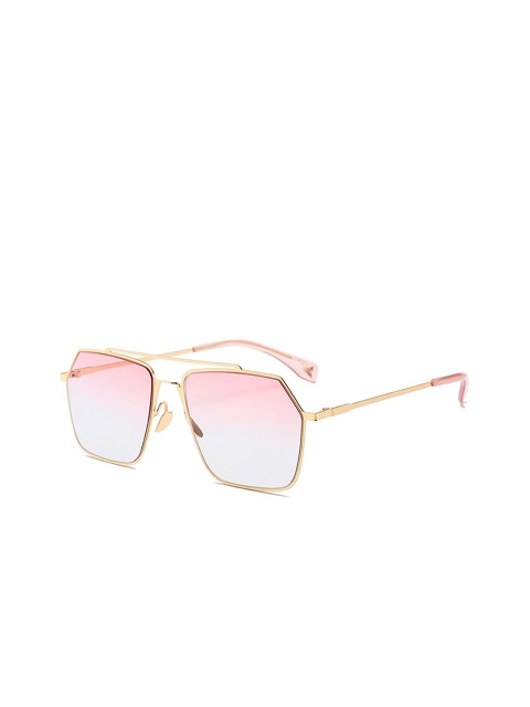 

AUGEN Unisex Pink Lens & Gold-Toned Square Sunglasses with UV Protected Lens