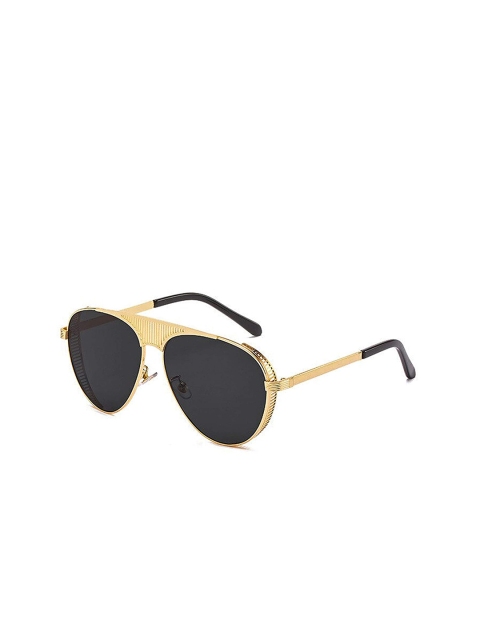 

AUGEN Unisex Black Lens & Gold-Toned Aviator Sunglass with UV Protected Lens
