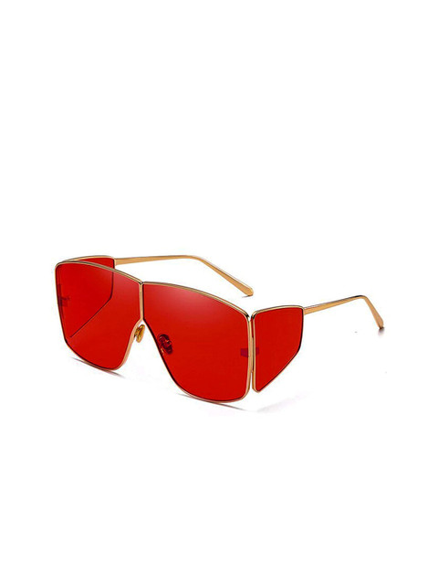 

AUGEN Unisex Red Lens & Gold-Toned Oversized Sunglasses with UV Protected Lens