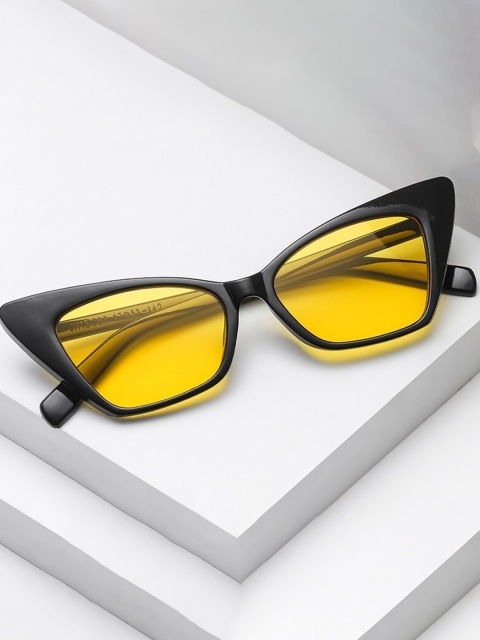 

AUGEN Yellow Lens & Black Cateye Sunglasses with UV Protected Lens- VI-SG-139