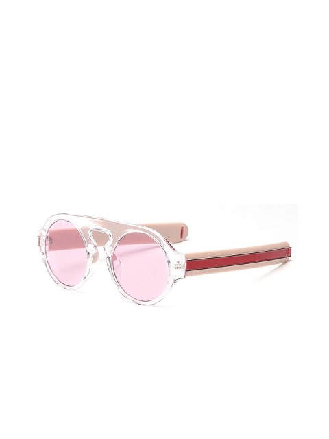 

AUGEN Unisex Pink Lens & White Round Sunglasses with UV Protected Lens- VI-SG-97-Pink-Pink