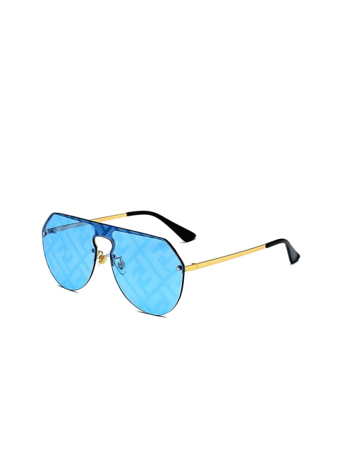 

AUGEN Unisex Blue Lens & Gold-Toned Aviator Sunglasses with UV Protected Lens VI-SG-58123