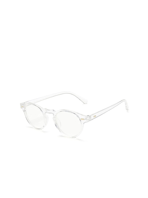 

AUGEN Unisex Clear Lens & White Round Sunglass with UV Protected Lens VI-SG-107, Transparent