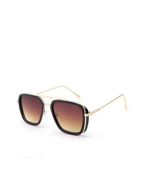 

AUGEN Unisex Brown Lens & Gold-Toned Square Sunglasses with UV Protected Lens