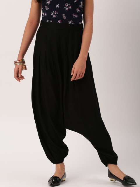 

IMARA by Women Black Regular Fit Solid Harem Pants
