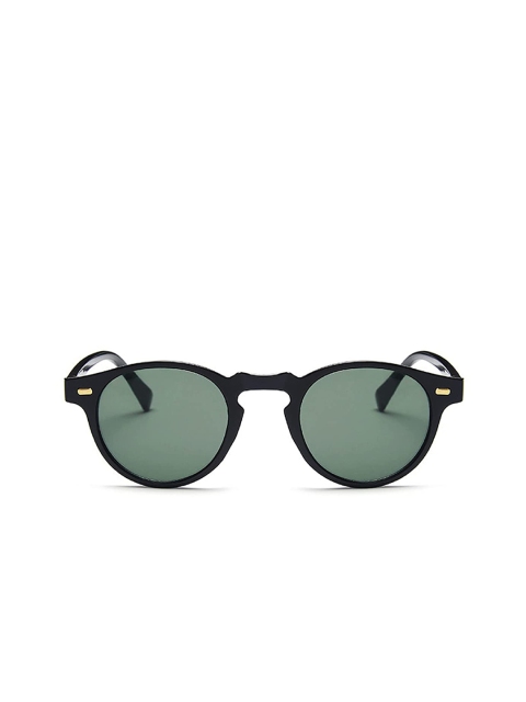 

AUGEN Unisex Green Lens & Black Round Sunglasses VI-SG-107-Black2-Black2
