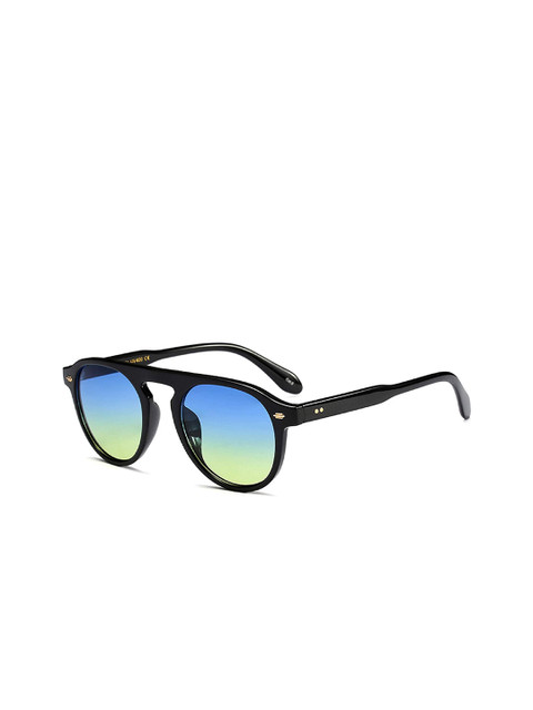 

AUGEN Unisex Blue Lens & Black Round Sunglasses with UV Protected Lens