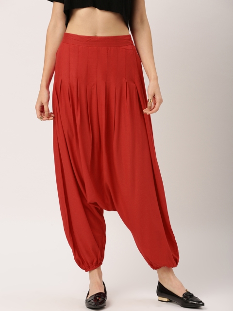 

IMARA Women Red Solid Regular Fit Harem Pants