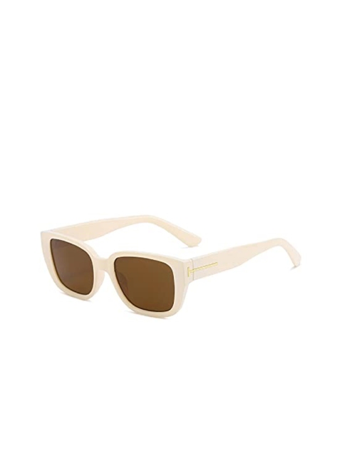

AUGEN Brown Lens & White Square Sunglasses with UV Protected Lens VI-SG-119-OffWhite, Off white