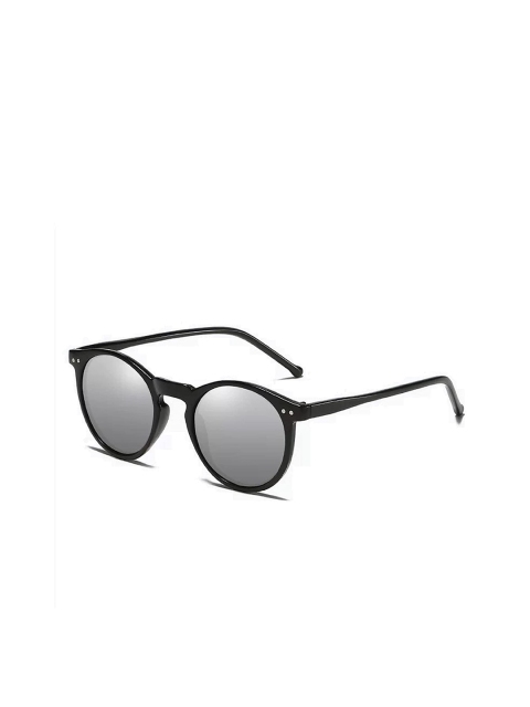 

AUGEN Unisex Grey Lens & Black Round Sunglasses with Polarised Lens, Silver
