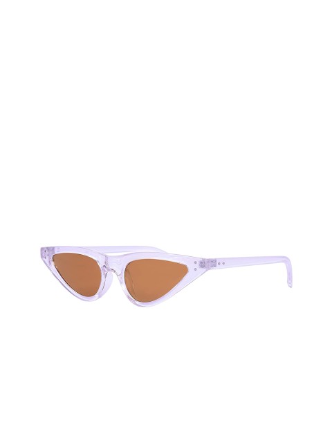 

AUGEN Unisex Brown Lens & White Cateye Sunglasses with UV Protected Lens VI-SG-YS026-Clear