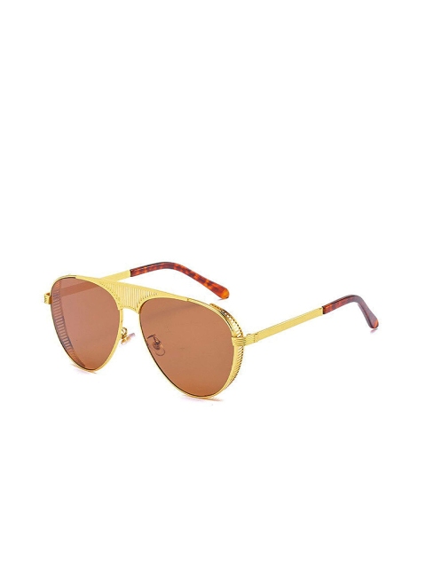 

AUGEN Unisex Brown Lens & Gold-Toned Aviator Sunglasses VI-SG-58089-Gold-Gold