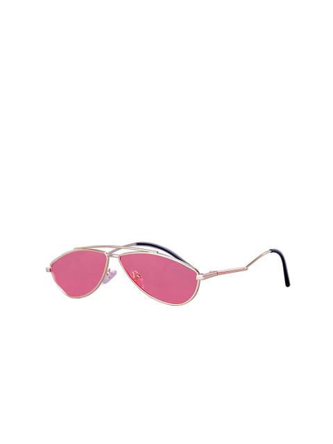 

AUGEN Unisex Pink Lens & Gold-Toned Aviator Sunglasses with UV Protected Lens