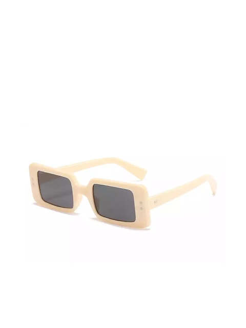 

AUGEN Unisex Black Lens & White Rectangle Sunglasses with UV Protected Lens, Beige