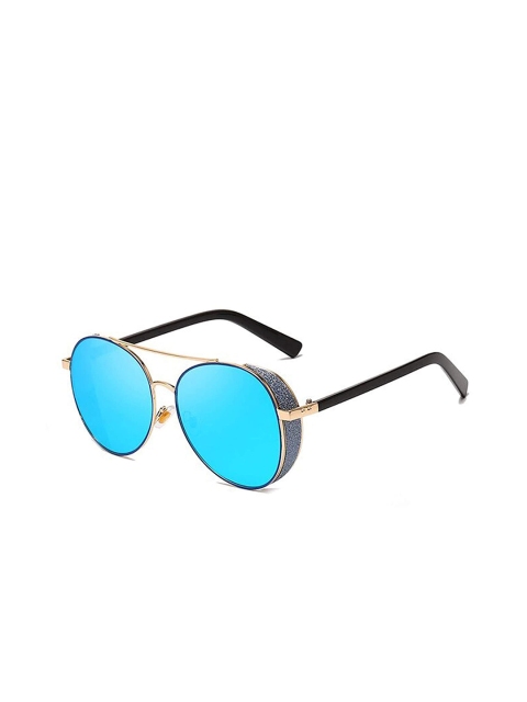 

AUGEN Unisex Blue Lens & Gold-Toned Aviator Sunglasses with UV Protected Lens VI-SG-50086