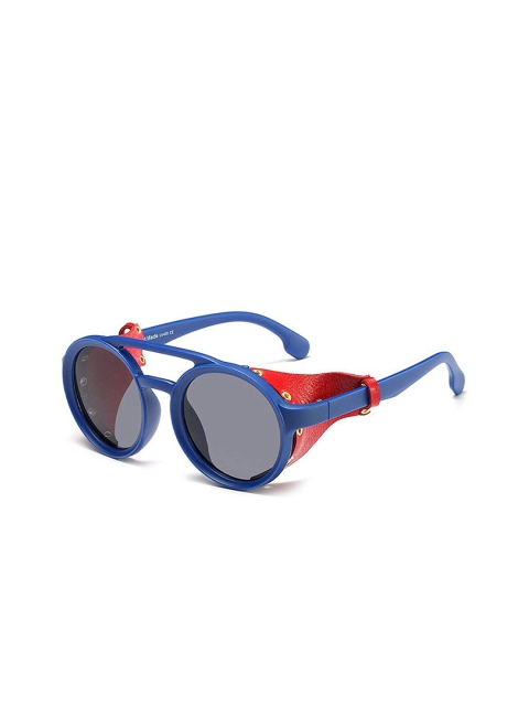 

AUGEN Unisex Blue Lens Red Round Sunglasses with UV Protected Lens- VI-SG-95517-C2-Blue