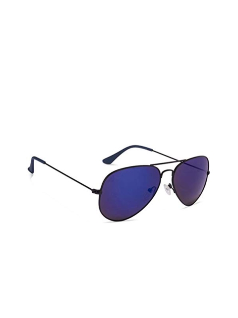

AUGEN Unisex Blue Lens & Black Aviator Sunglasses with Polarised Lens