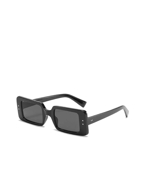 

AUGEN Unisex Black Lens & Black Rectangle Sunglasses with UV Protected Lens