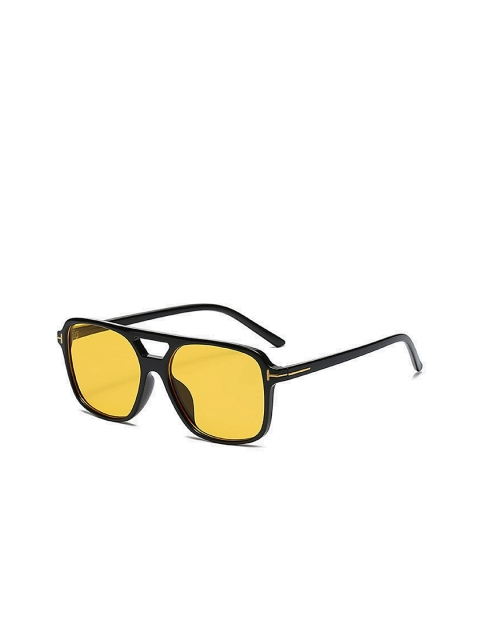 

AUGEN Unisex Yellow Lens & Black Square Sunglasses with UV Protected Lens