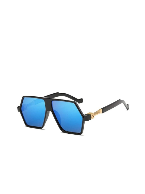 

AUGEN Unisex Mirrored Lens & Black Aviator Sunglasses-VI-SG-104-Blue