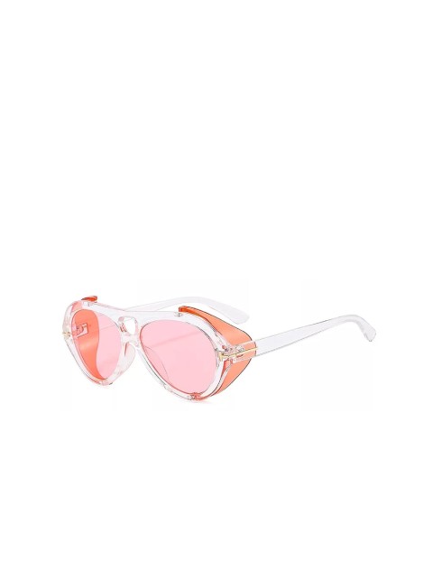 

AUGEN Unisex Pink Lens & White Aviator Sunglasses with UV Protected Lens