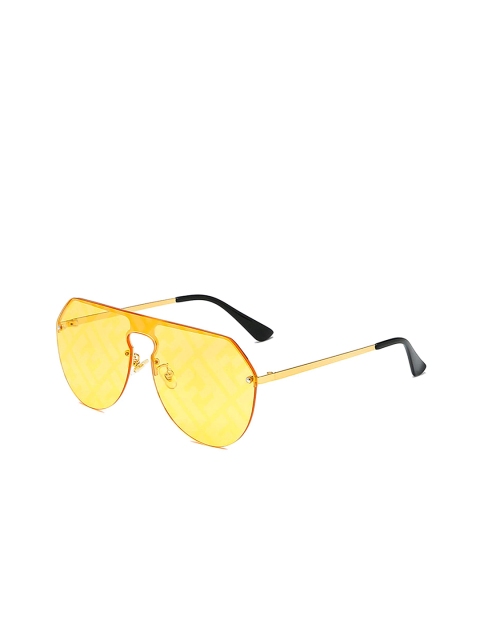 

AUGEN Unisex Yellow Lens & Gold-Toned Aviator Sunglasses with UV Protected Lens