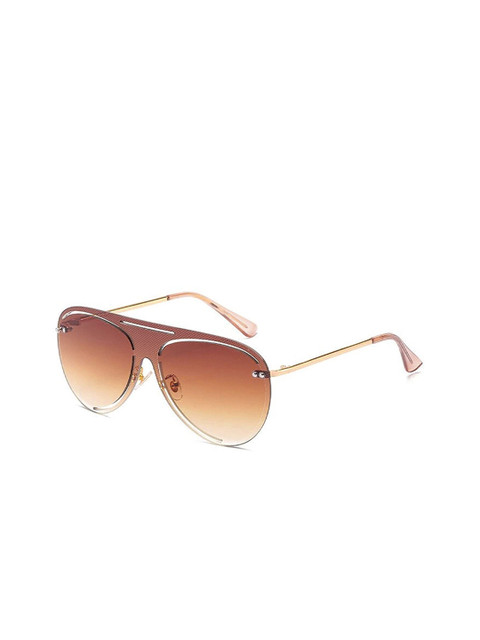 

AUGEN Unisex Brown Lens & Gold-Toned Aviator Sunglasses with UV Protected Lens