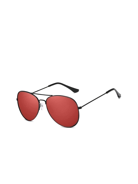 

AUGEN Unisex Red Lens & Black Aviator Sunglasses with Polarised Lens VI-SG-3026