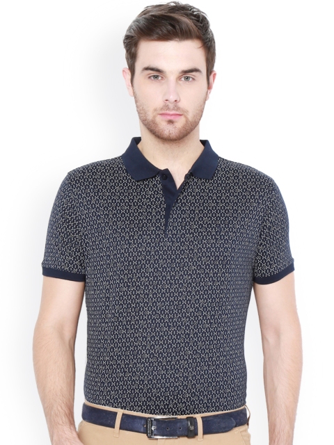 

Van Heusen Men Navy Blue Printed Polo Collar T-shirt