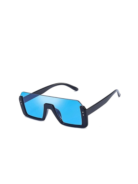 

AUGEN Unisex Blue Lens & Black Shield Sunglasses with UV Protected Lens