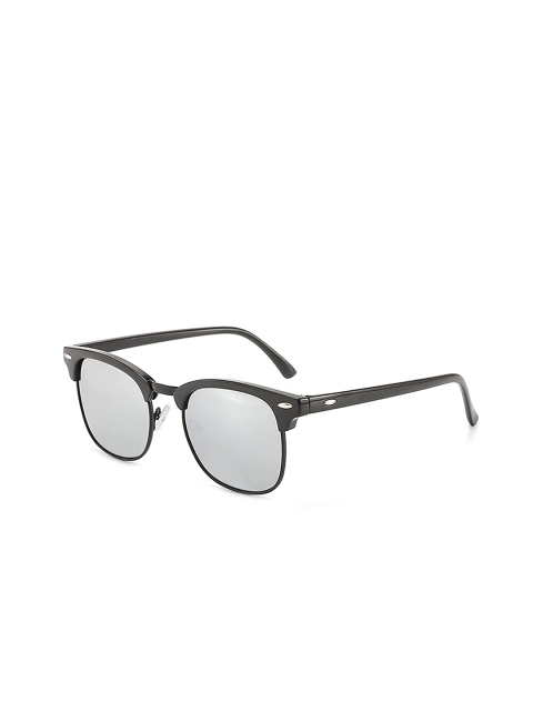 

AUGEN Unisex Grey Lens & Black Square Sunglasses with UV Protected Lens, Silver