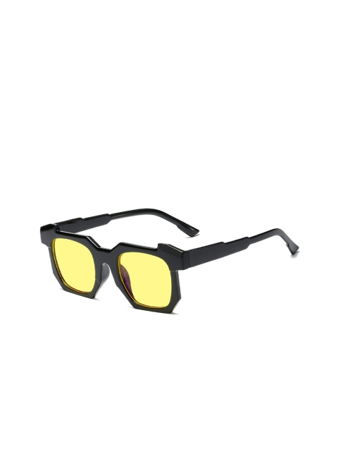 

AUGEN Unisex Yellow Lens & Black Square Sunglasses with UV Protected Lens