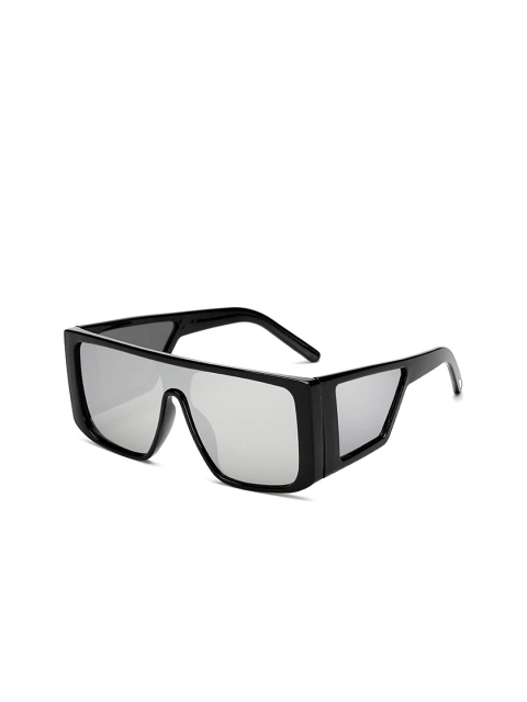 

AUGEN Unisex Mirrored Lens & Black Oversized Sunglasses with UV Protected Lens, Silver