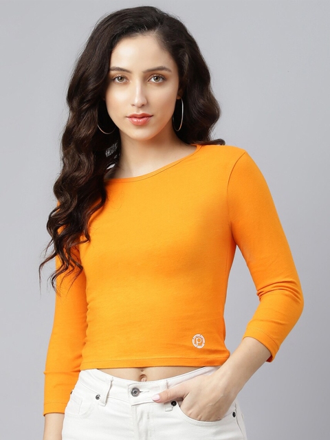 

Pritla Woman Pure Cotton Solid Crop Top, Orange