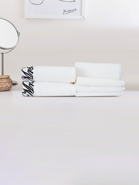 

LUSH & BEYOND Set Of 6 White Solid Pure Cotton 500 GSM Towels Set