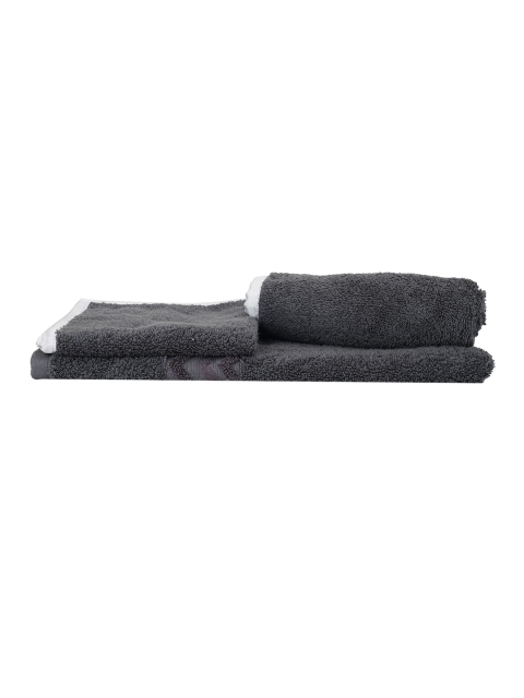 

LUSH & BEYOND Set Of 3 Grey Solid Pure Cotton 500 GSM Towels Set