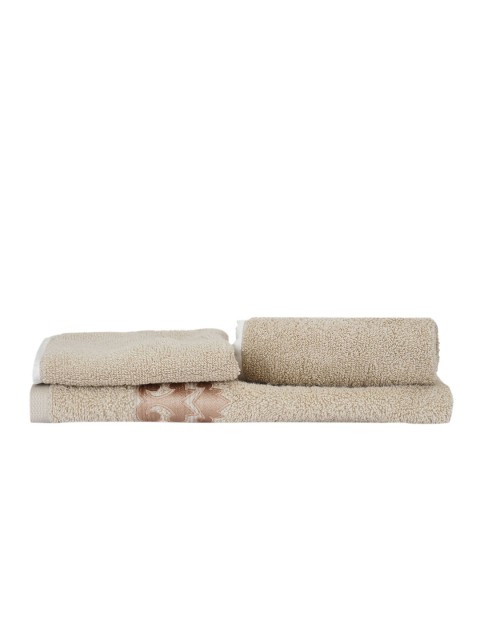 

LUSH & BEYOND Set Of 3 Beige Solid 500 GSM Cotton Towel