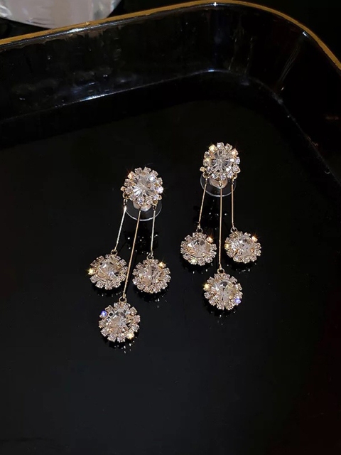 

Vembley Gold-Toned & White Contemporary DropEarrings