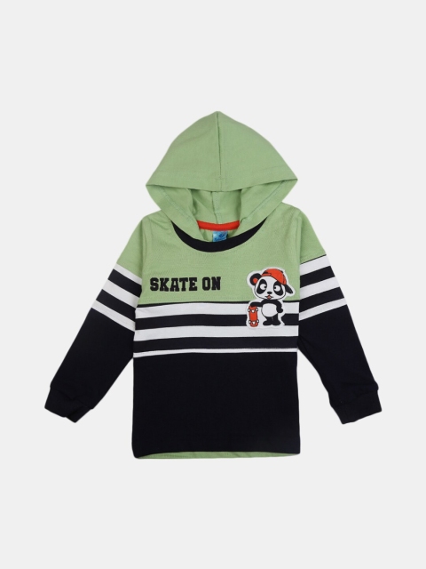 

V-Mart Boys Olive Green & Black Printed Pure Cotton T-shirt with Pyjama